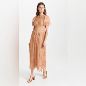 NWT Jonathan Simkhai Violetta Silk Lace Plisse Flutter Sleeve Dress - Size 10